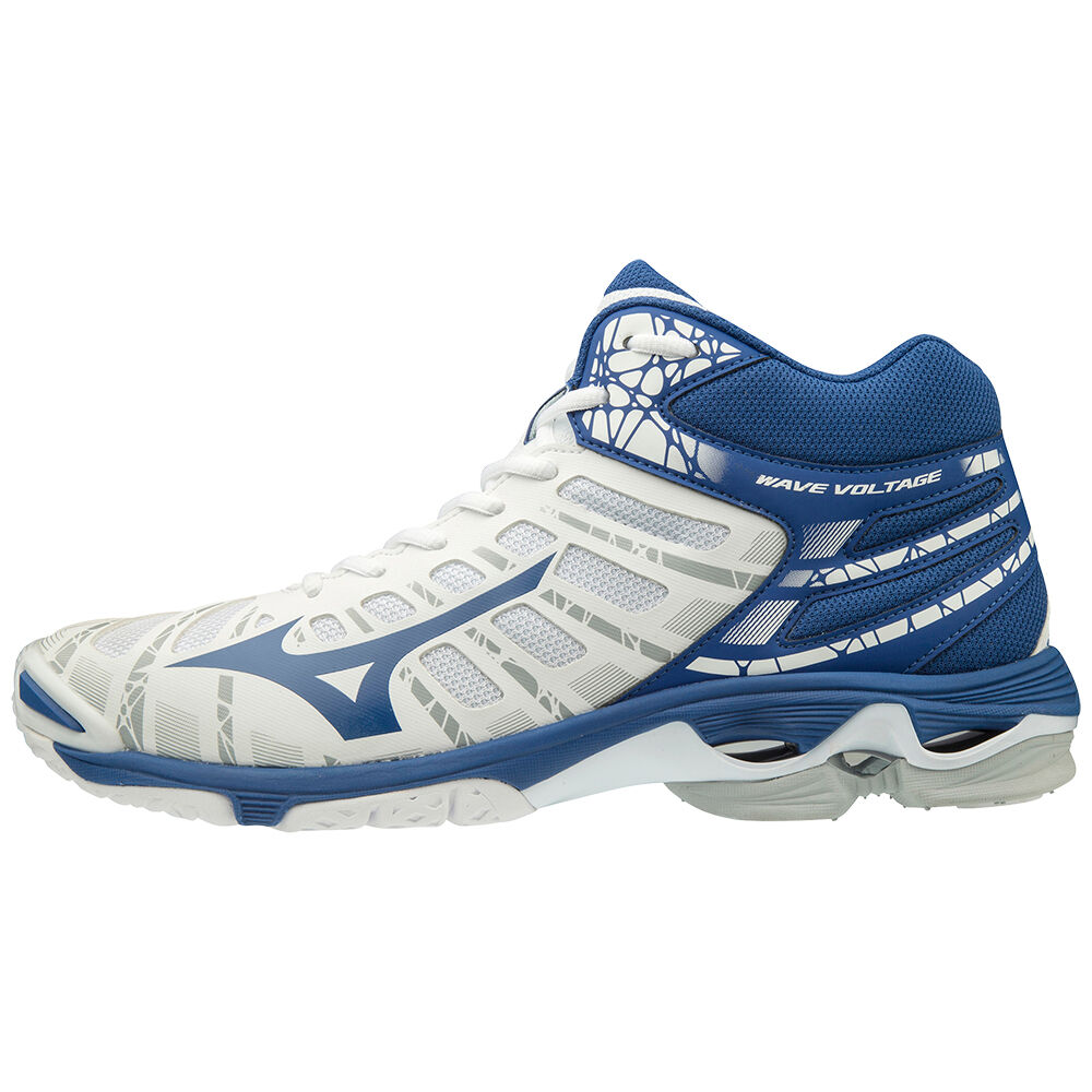 Mizuno Men's WAVE VOLTAGE MID Volleyball Shoes White/Blue (V1GA196521-ZPR)